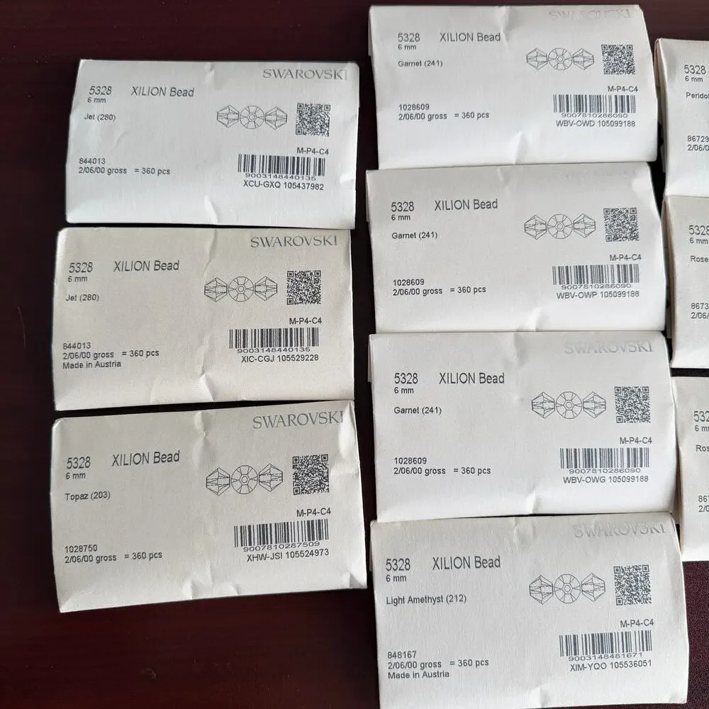 10 SEALED Genuine Swarovski Crystal Factory Packs, 6mm 5328 Bicone 3,600 Beads